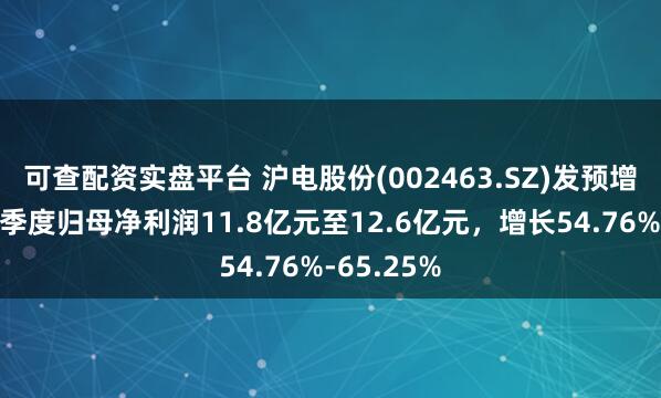 可查配资实盘平台 沪电股份(002463.SZ)发预增，预计一季度归母净利润11.8亿元至12.6亿元，增长54.76%-65.25%